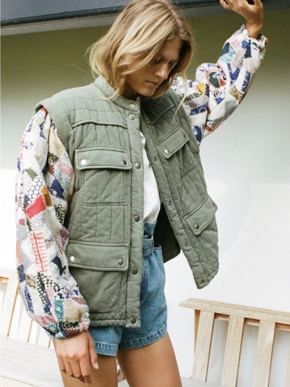 Sea New York Quilted Harlow Jacket Olive Green Size Medium